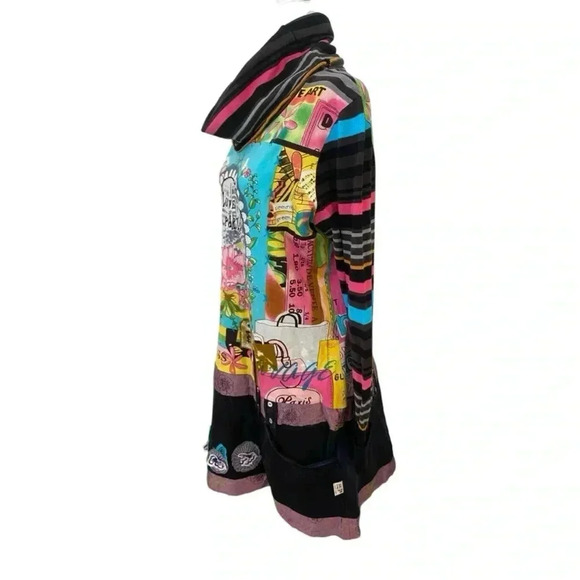 Savage Culture Womens Patchwork Cowl Neck Dress Size XL Pockets Art To Wear - Picture 2 of 14